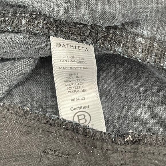 ATHLETA Cabo Shorts Size 16 100% Linen Washed Out Black Pull On Summer Casual - Picture 11 of 12